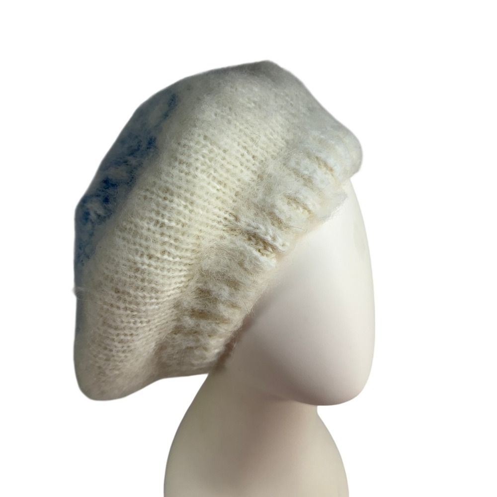 VTG‎ Symphony Scarfs French Beret Hat Knit Wool Blend Fuzzy Fair Isle Pattern